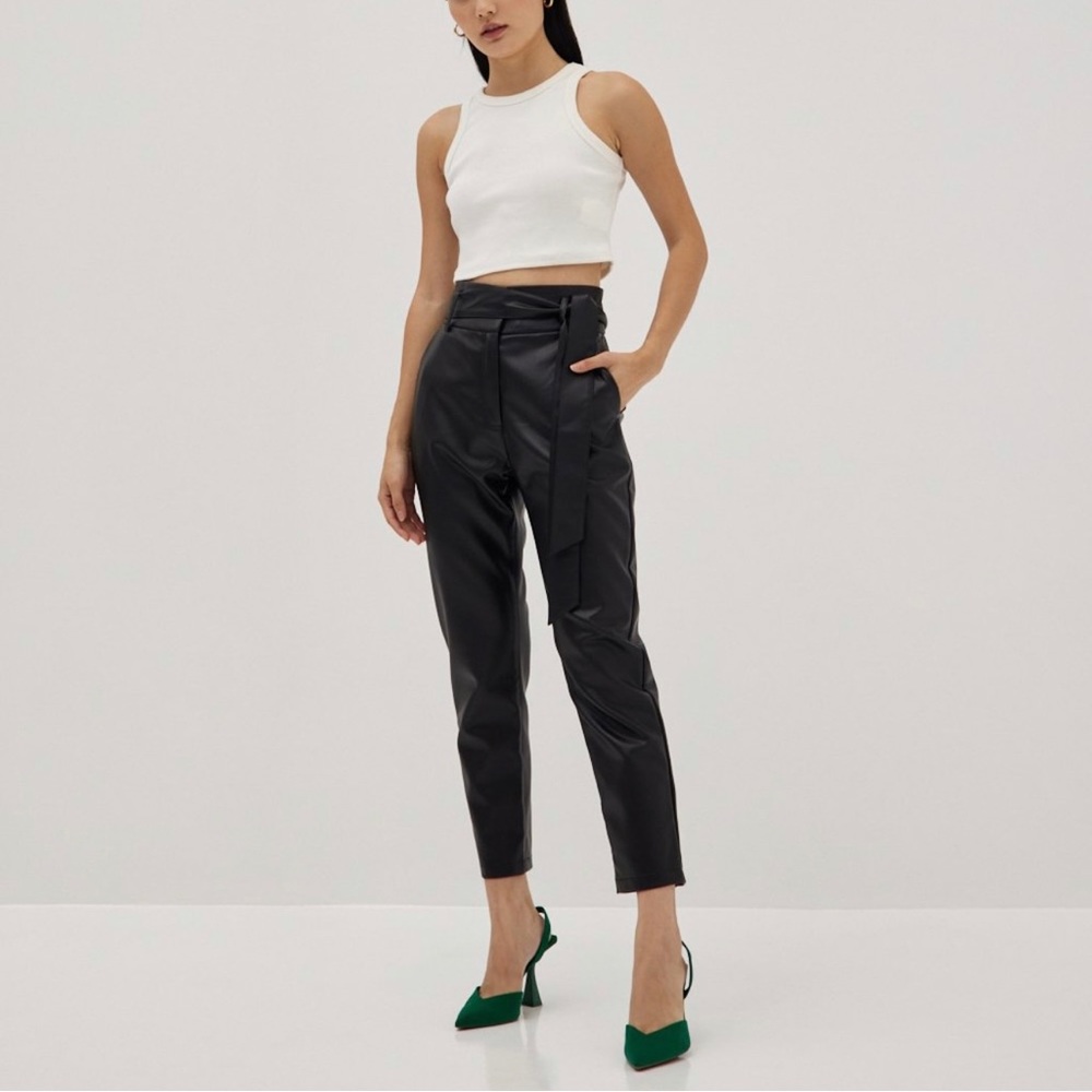 LoveBonito - Pleather Ankle Peg Leg Trousers, NWT